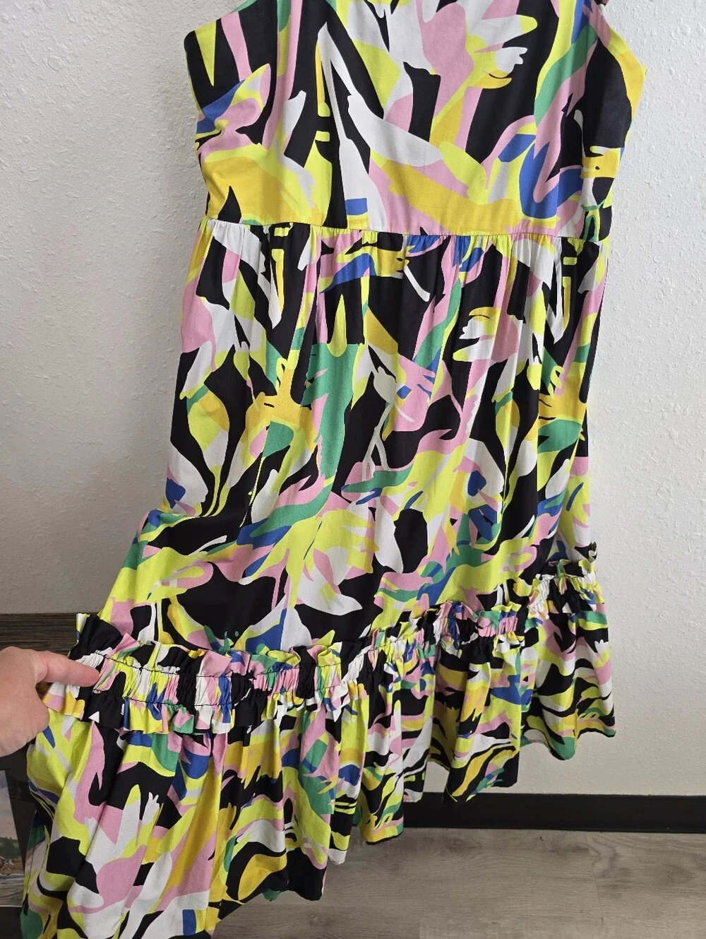 Crosby Bowie Sleeveless Multicolor Tropical Floral Print Midi Dress Sz Medium